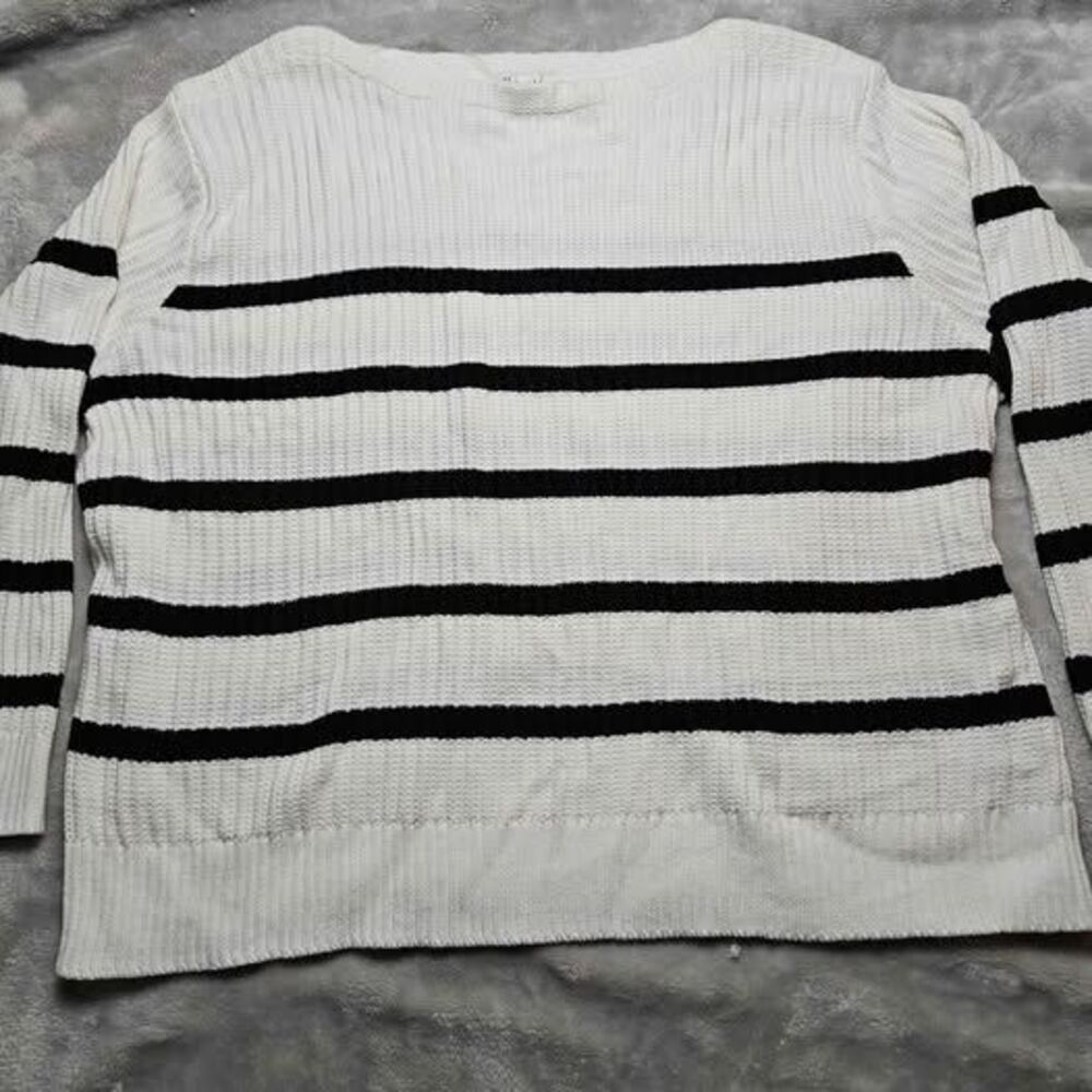 AVA & VIV White Black Striped Knit Sweater Plus Size 2X - Picture 4 of 8